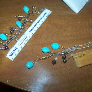 brighton turquoise gold & silver bracelet necklace